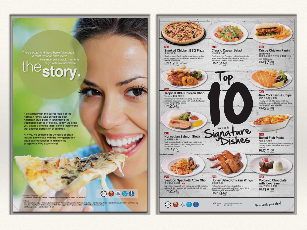 Vivo Pizza Menu 2016