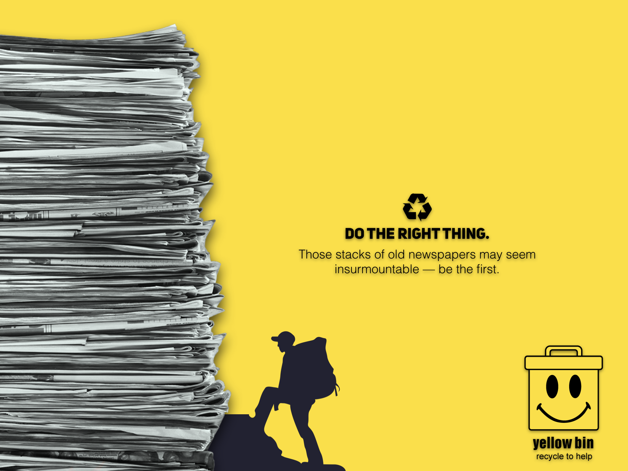 Yellow Bin Recycle Newspapers