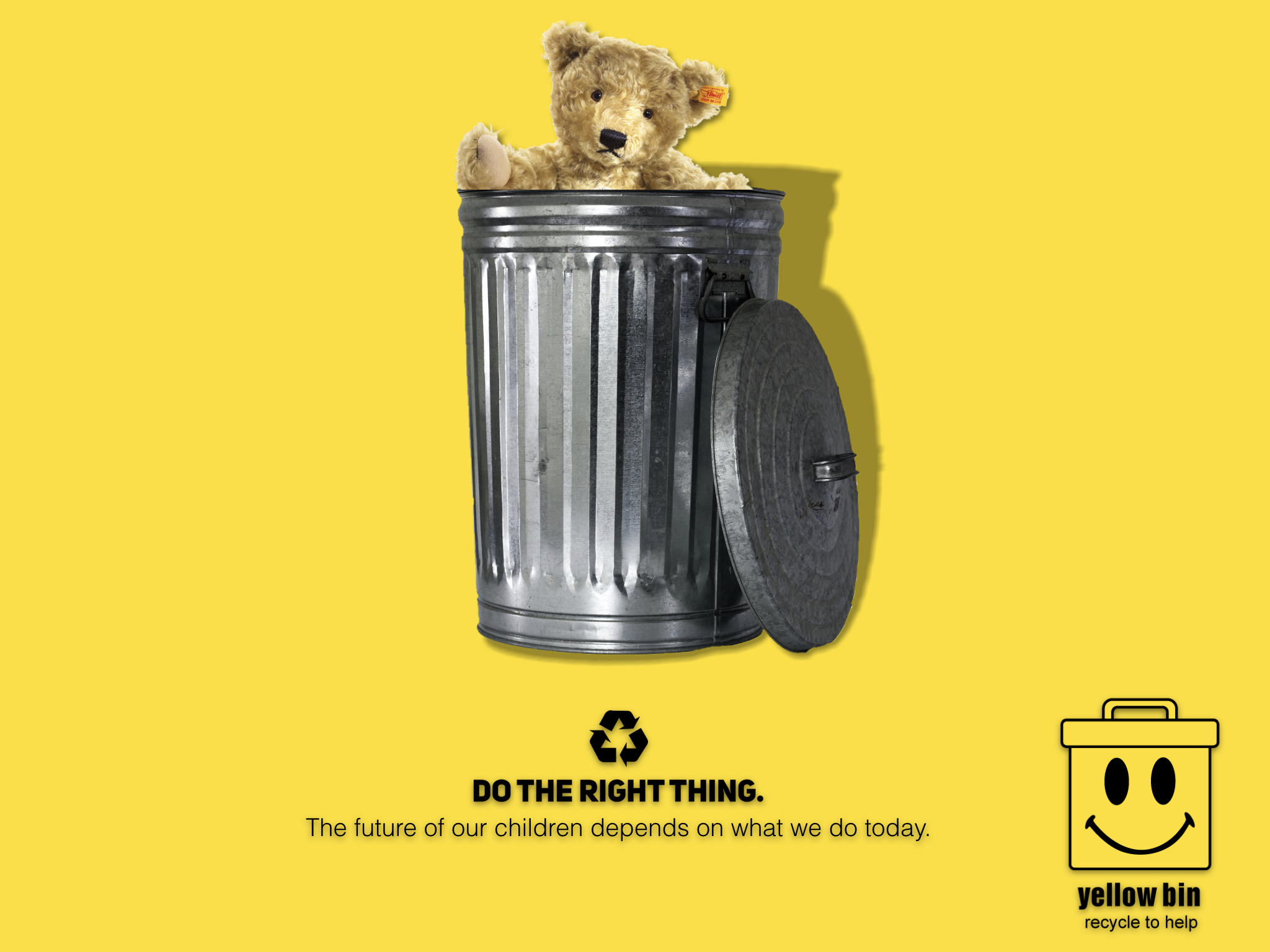 Yellow Bin Recycle Trash