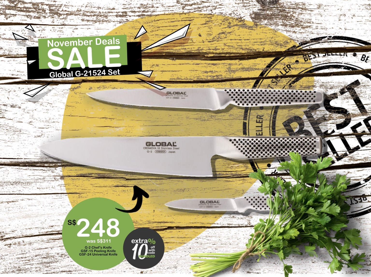 Global Knives Singapore Black Friday 2018 G-21524 Set