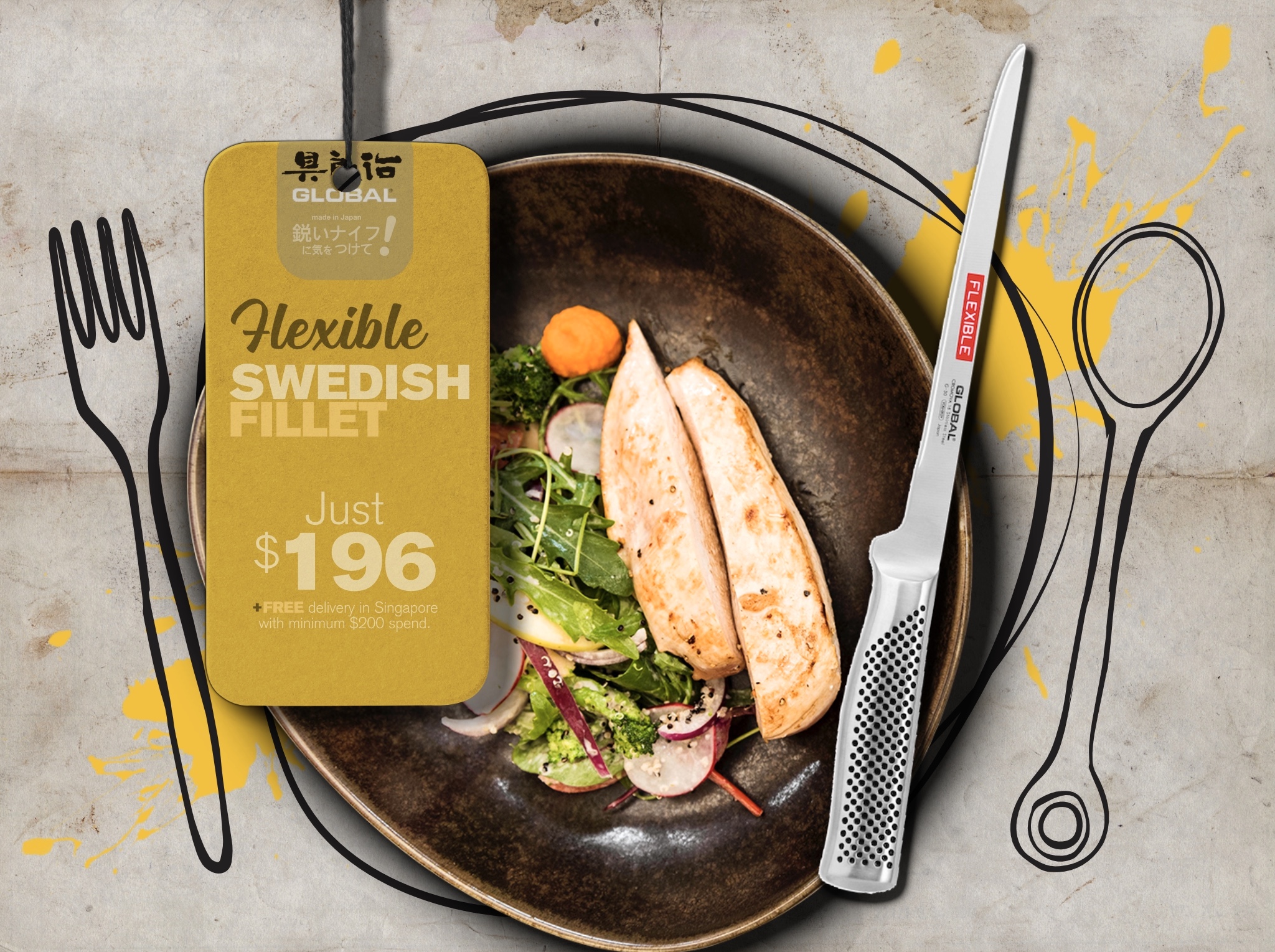 Culinary Pride Global Knives Singapore Flexible Swedish Fillet
