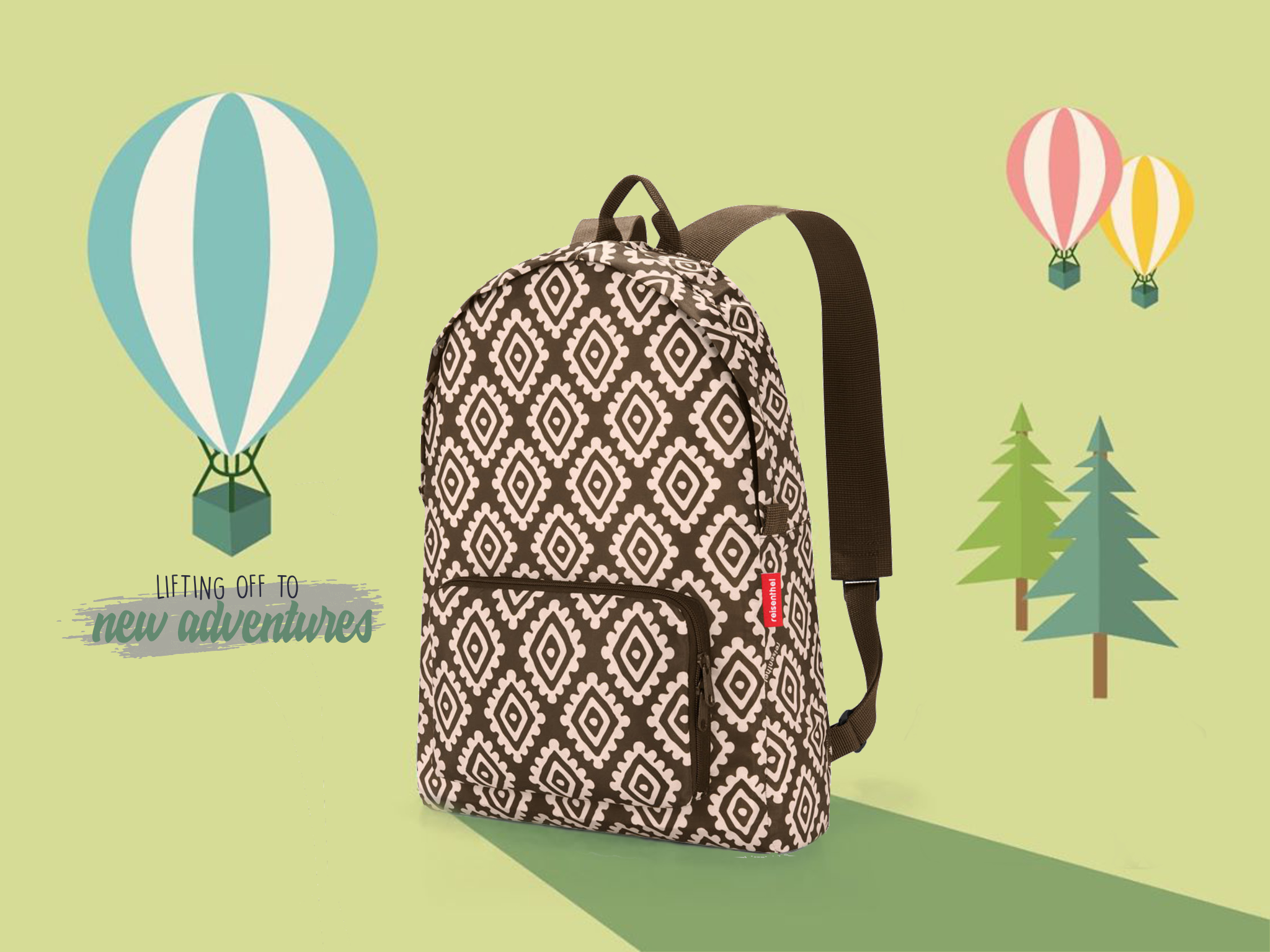 Roller Caust Reisenthel Singapore Mini Maxi Rucksack Diamonds Mocha